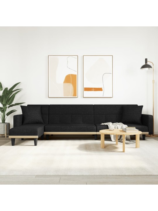 L-KUJULINE DIIVANVOODI, MUST, 275 X 140 X 70 CM, KANGAS