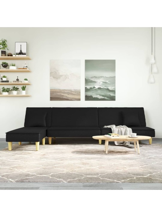L-KUJULINE DIIVANVOODI, MUST, 255 X 140 X 70 CM, KANGAS