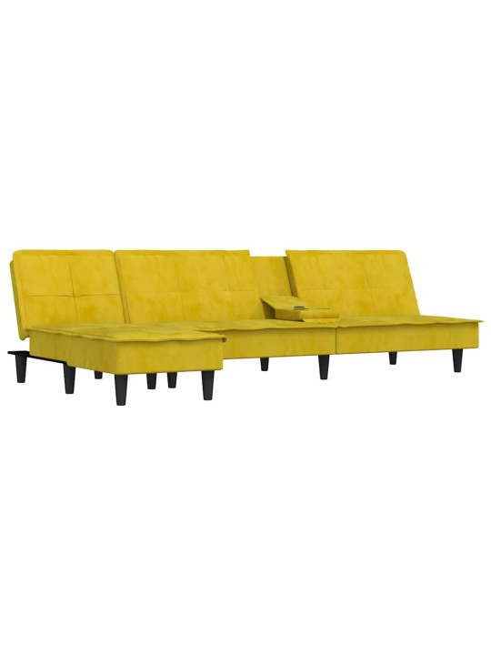 L-KUJULINE DIIVANVOODI, KOLLANE, 255 X 140 X 70 CM, SAMET