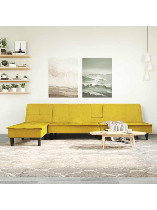 L-KUJULINE DIIVANVOODI, KOLLANE, 255 X 140 X 70 CM, SAMET