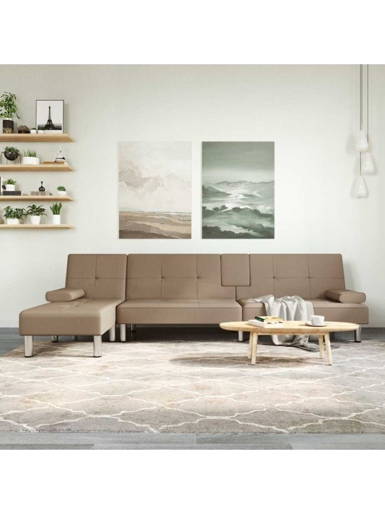 L-KUJULINE DIIVANVOODI, CAPPUCCINO, 255X140X70 CM, KUNSTNAHK