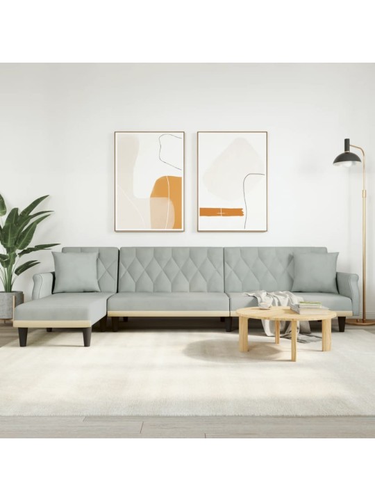 L-KUJULINE DIIVANVOODI, HELEHALL, 271 X 140 X 70 CM, SAMET