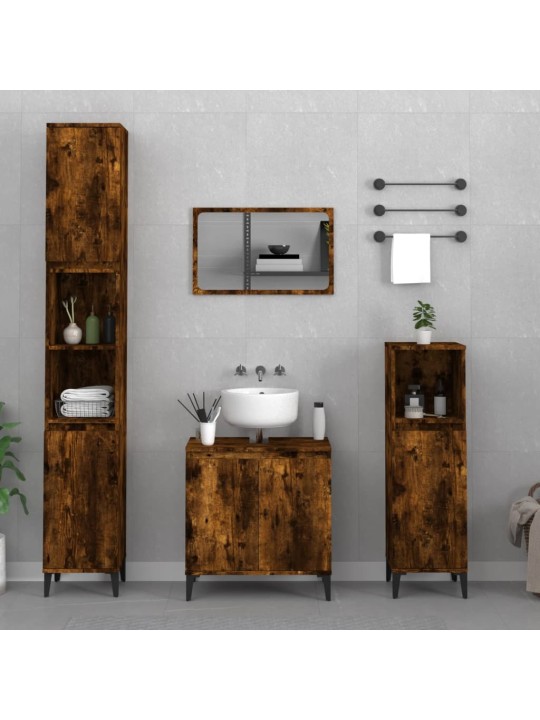 3-osaline vannitoa mööblikomplekt, suitsutatud tamm, tehispuit