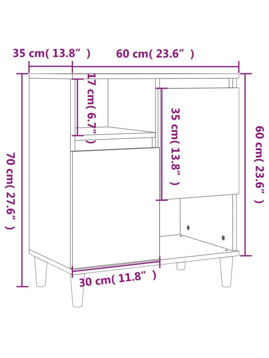 Puhvetkapid 2 tk, must, 60 x 35 x 70 cm, tehispuit