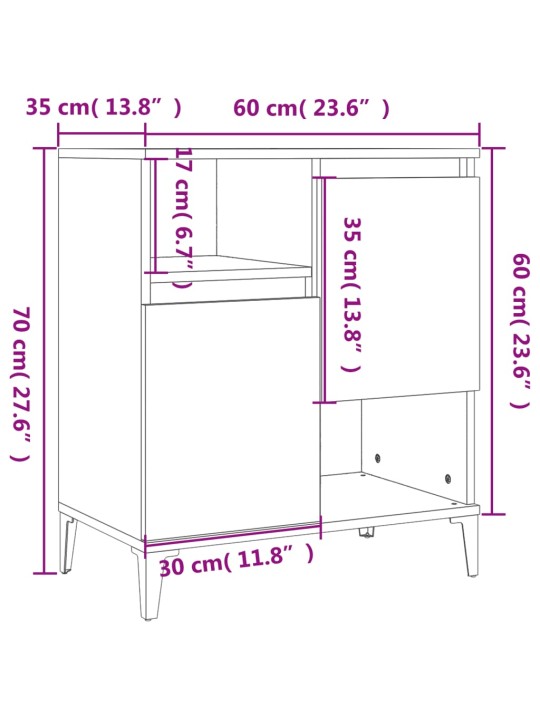 Puhvetkapid 2 tk, pruun tamm, 60 x 35 x 70 cm, tehispuit