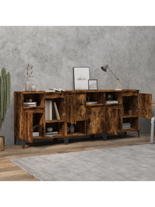 Puhvetkapid 3 tk, suitsutatud tamm, 60 x 35 x 70 cm, tehispuit