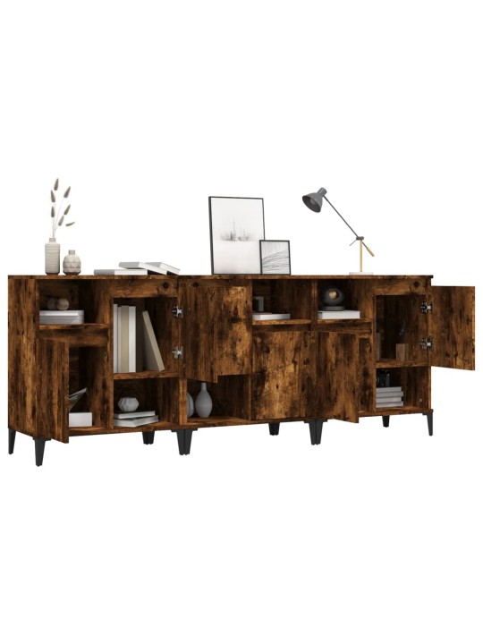 Puhvetkapid 3 tk, suitsutatud tamm, 60 x 35 x 70 cm, tehispuit
