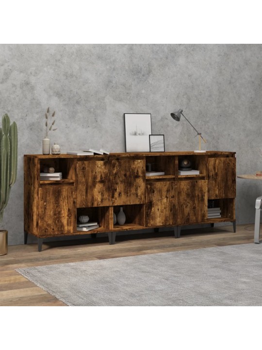 Puhvetkapid 3 tk, suitsutatud tamm, 60 x 35 x 70 cm, tehispuit