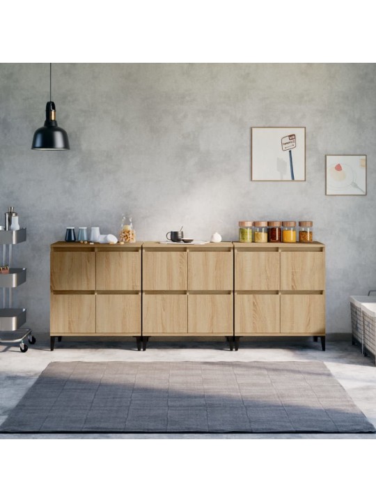 Puhvetkapid 3 tk, sonoma tamm, 60 x 35 x 70 cm, tehispuit