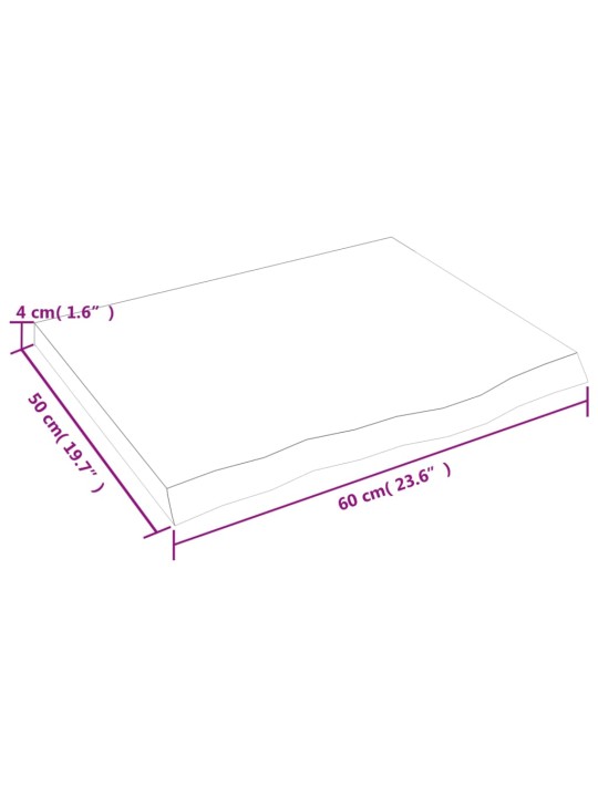 Vannitoa tasapind, 60 x 50 x (2-4) cm, töötlemata täispuit