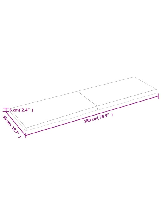 Vannitoa tasapind, 180 x 50 x (2-6) cm, töötlemata täispuit