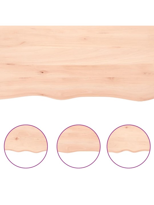 Vannitoa töötasapind, 220x50x(2-6) cm, töötlemata täispuit