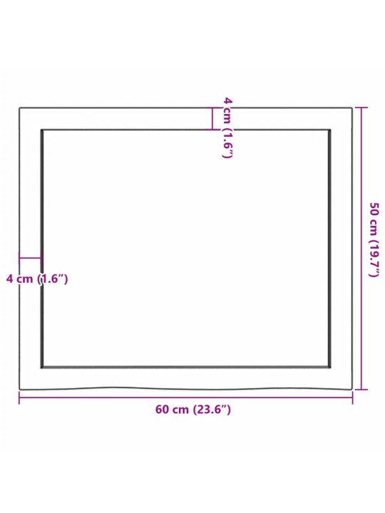 Vannitoa töötasapind, helepruun, 60x50x(2-4) cm, täispuit