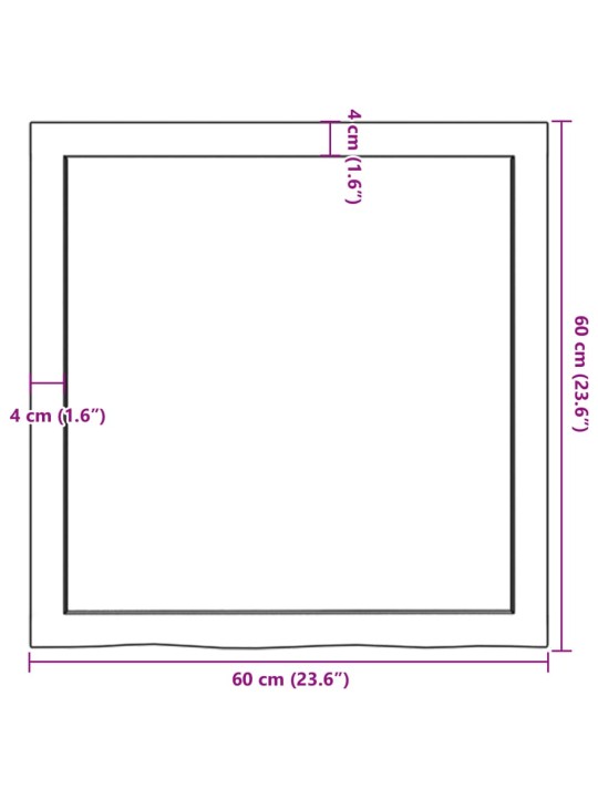 Vannitoa töötasapind, helepruun, 60 x60 x (2-4) cm, täispuit