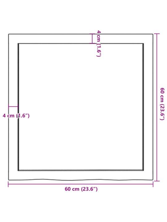 Vannitoa töötasapind, helepruun, 60 x60 x (2-6) cm, täispuit