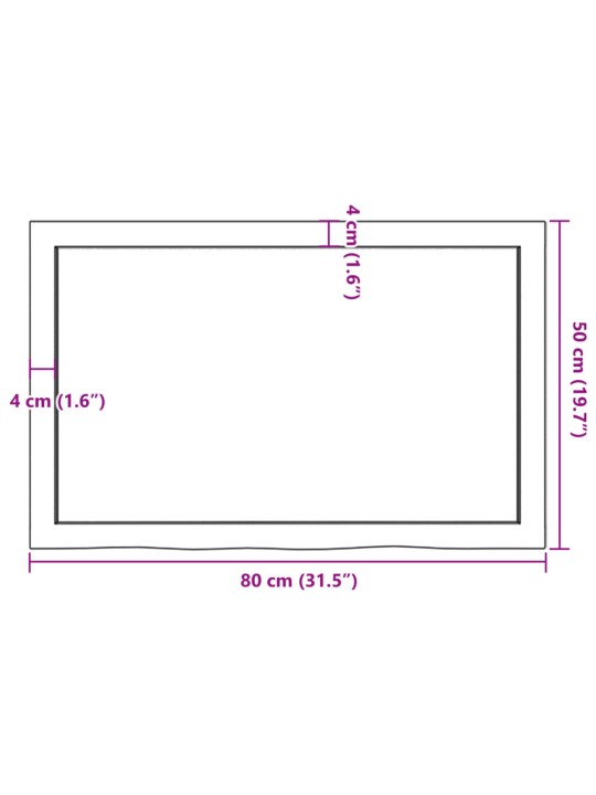 Vannitoa töötasapind, helepruun, 80x50x(2-4) cm, täispuit