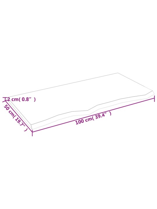 Vannitoa töötasapind, helepruun 100x50x2 cm, töödeldud täispuit