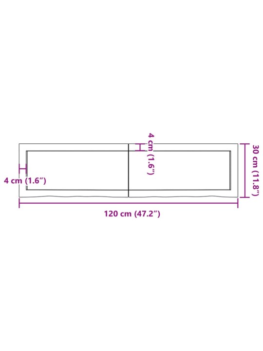 Vannitoa töötasapind, helepruun, 120x30x(2-4) cm, täispuit