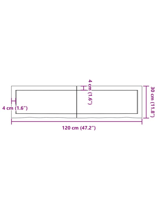 Vannitoa tasapind, helepruun, 120 x 30 x (2-6) cm, täispuit