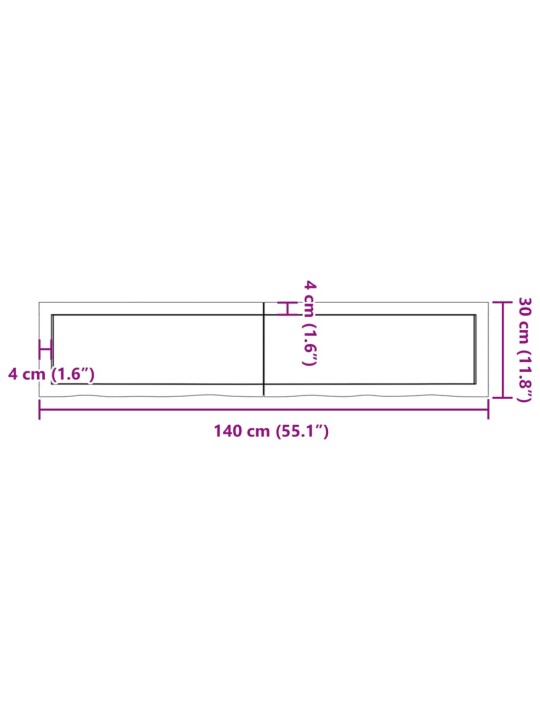 Vannitoa tasapind, helepruun, 140 x 30 x (2-4) cm, täispuit