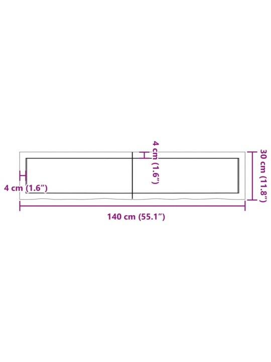 Vannitoa töötasapind, helepruun, 140x30x(2-6) cm, täispuit