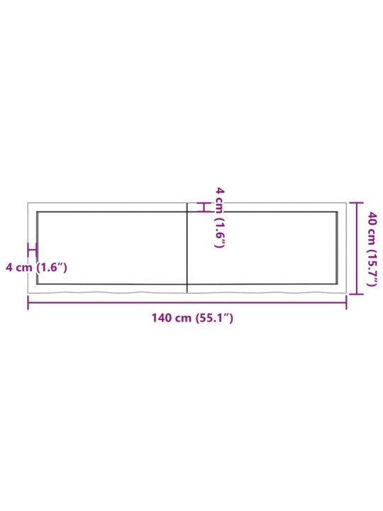 Vannitoa tasapind, helepruun, 140 x 40 x (2-4) cm, täispuit