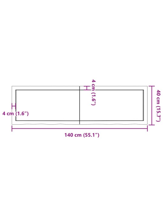 Vannitoa tasapind, helepruun, 140 x 40 x (2-6) cm, täispuit