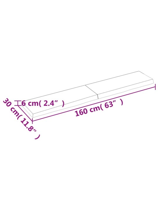 Vannitoa töötasapind, helepruun, 160x30x(2-6) cm, täispuit