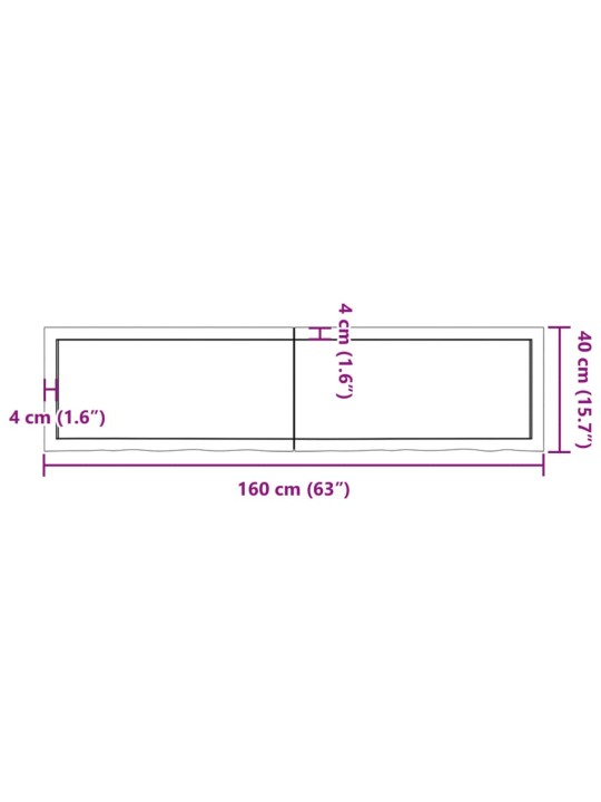 Vannitoa töötasapind, helepruun, 160x40x(2-4) cm, täispuit