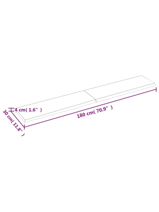 Vannitoa tasapind, helepruun, 180 x 30 x (2-4) cm, täispuit