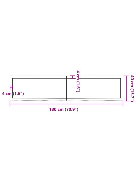 Vannitoa tasapind, helepruun, 180 x 40 x (2-4) cm, täispuit