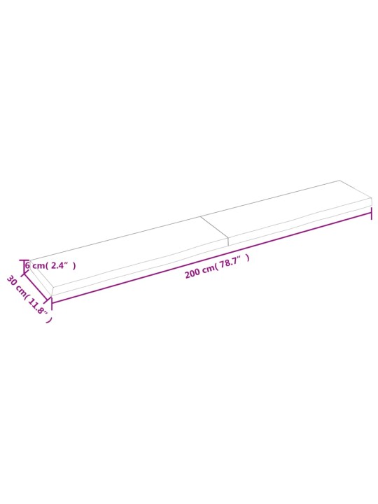 Vannitoa töötasapind, helepruun, 200x30x(2-6) cm, täispuit