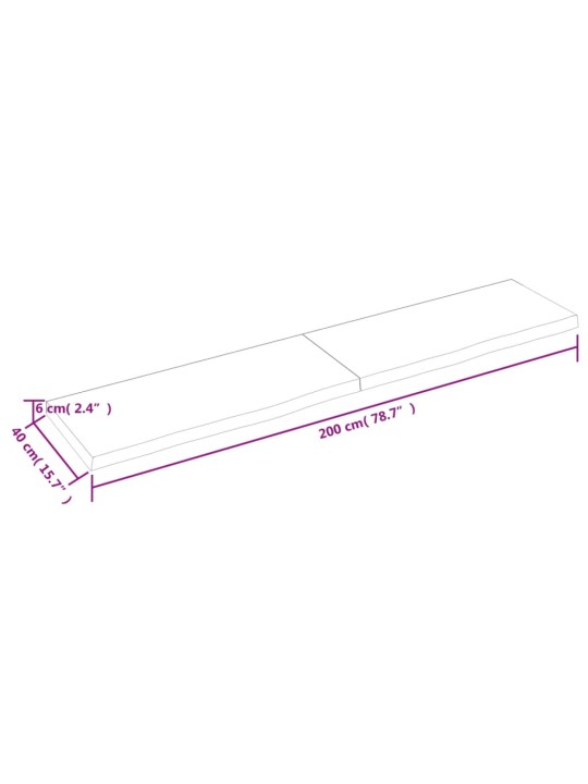 Vannitoa töötasapind, helepruun, 200x40x(2-6) cm, täispuit