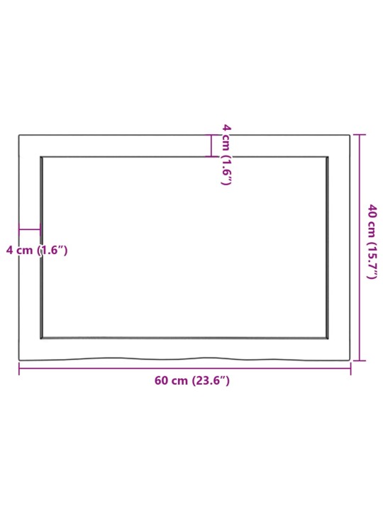 Vannitoa tasapind, tumepruun, 60x40x(2-4)cm töödeldud täispuit