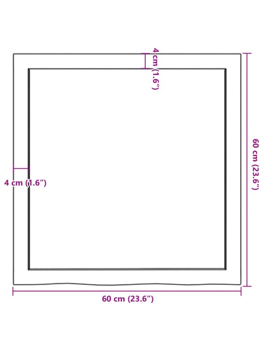 Vannitoa tasapind, tumepruun, 60x60x(2-4)cm töödeldud täispuit