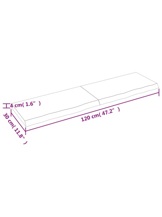 Vannitoa tasapind, tumehall, 120x30x(2-4)cm, töödeldud täispuit