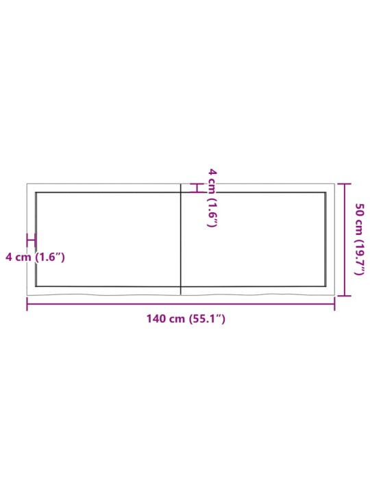 Vannitoa tasapind, tumepruun, 140x50x(2-4)cm töödeldud täispuit