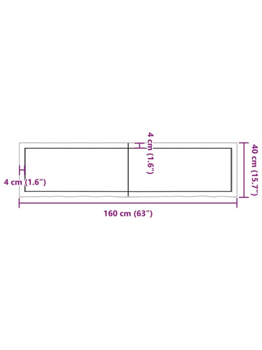 Vannitoa tasapind, tumepruun, 160x40x(2-4)cm töödeldud täispuit