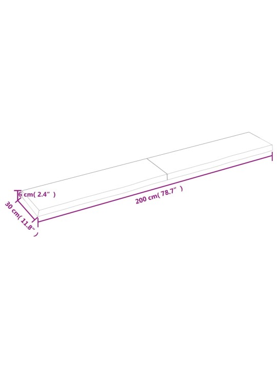 Vannitoa tasapind, tumepruun, 200x30x(2-6)cm töödeldud täispuit