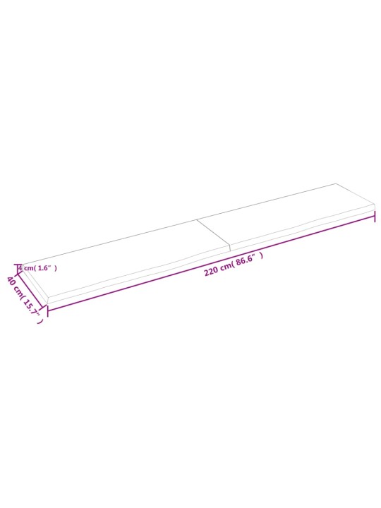 Vannitoa tasapind, tumepruun, 220x40x(2-4)cm töödeldud täispuit