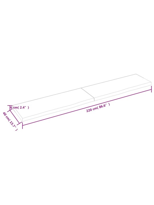 Vannitoa tasapind, tumepruun, 220x40x(2-6)cm töödeldud täispuit