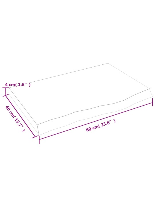 Lauaplaat, 60 x 40 x (2-4) cm, töötlemata tammepuit