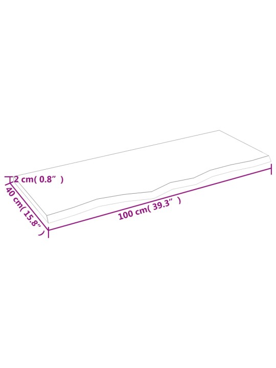 Lauaplaat, 100x40x2 cm, töötlemata tammepuit