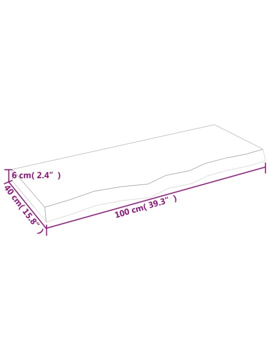 Lauaplaat, 100x40x(2-6) cm, töötlemata tammepuit