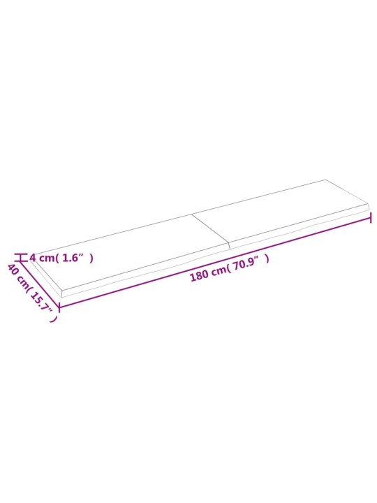 Lauaplaat, 180 x 40 x (2-4) cm, töötlemata tammepuit