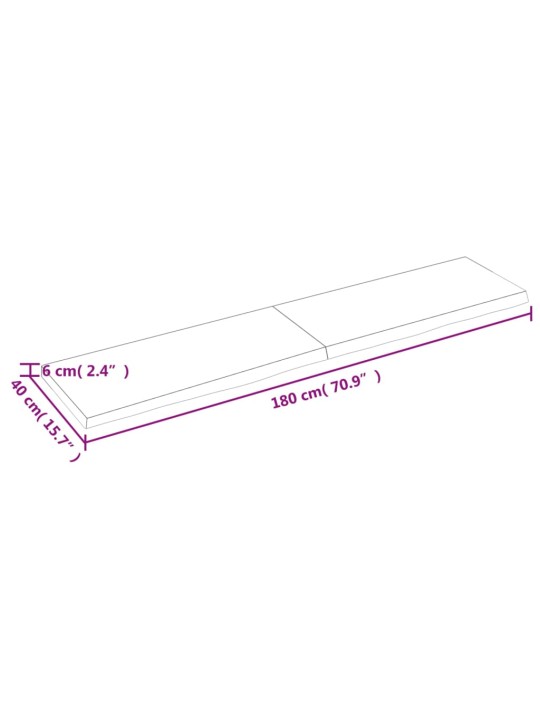 Lauaplaat, tumepruun, 180 x 40 x (2-6) cm, töödeldud tammepuit