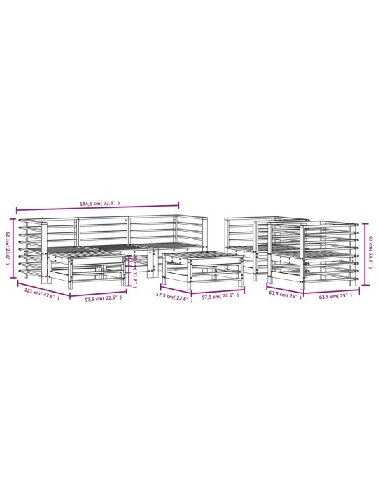 7-osaline aiamööbli komplekt, hall, männipuit