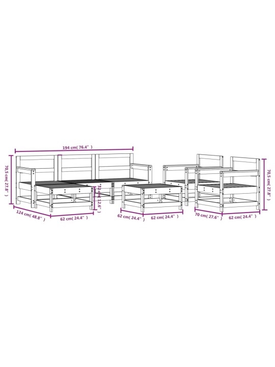 7-osaline aiamööbli komplekt, hall, männipuit