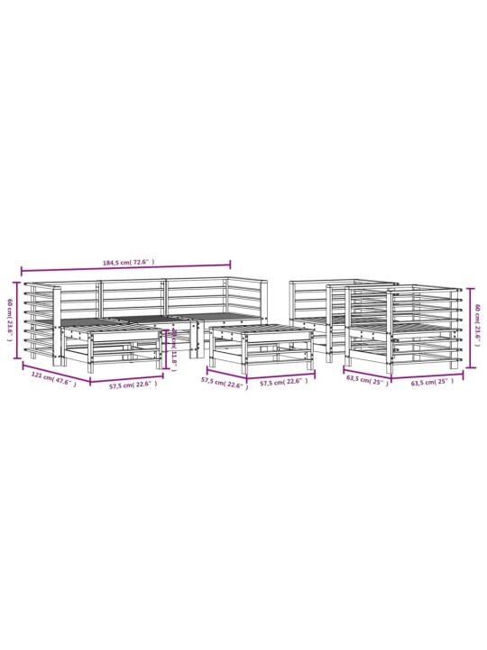 7-osaline aiamööbli komplekt, hall, männipuit