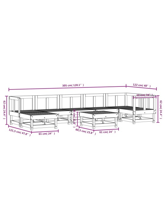 8-osaline aiamööbli komplekt, hall, männipuit